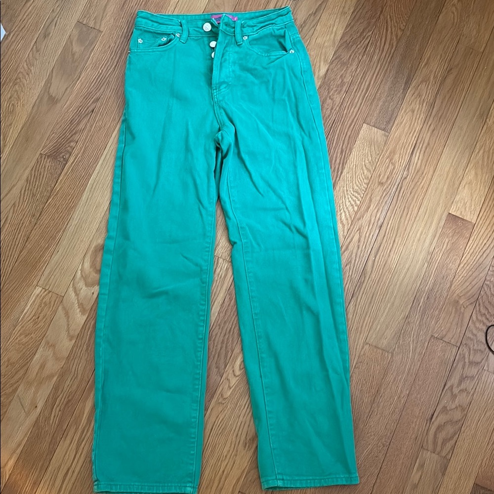 Edikted Green Straight Leg High-Rise Jeans